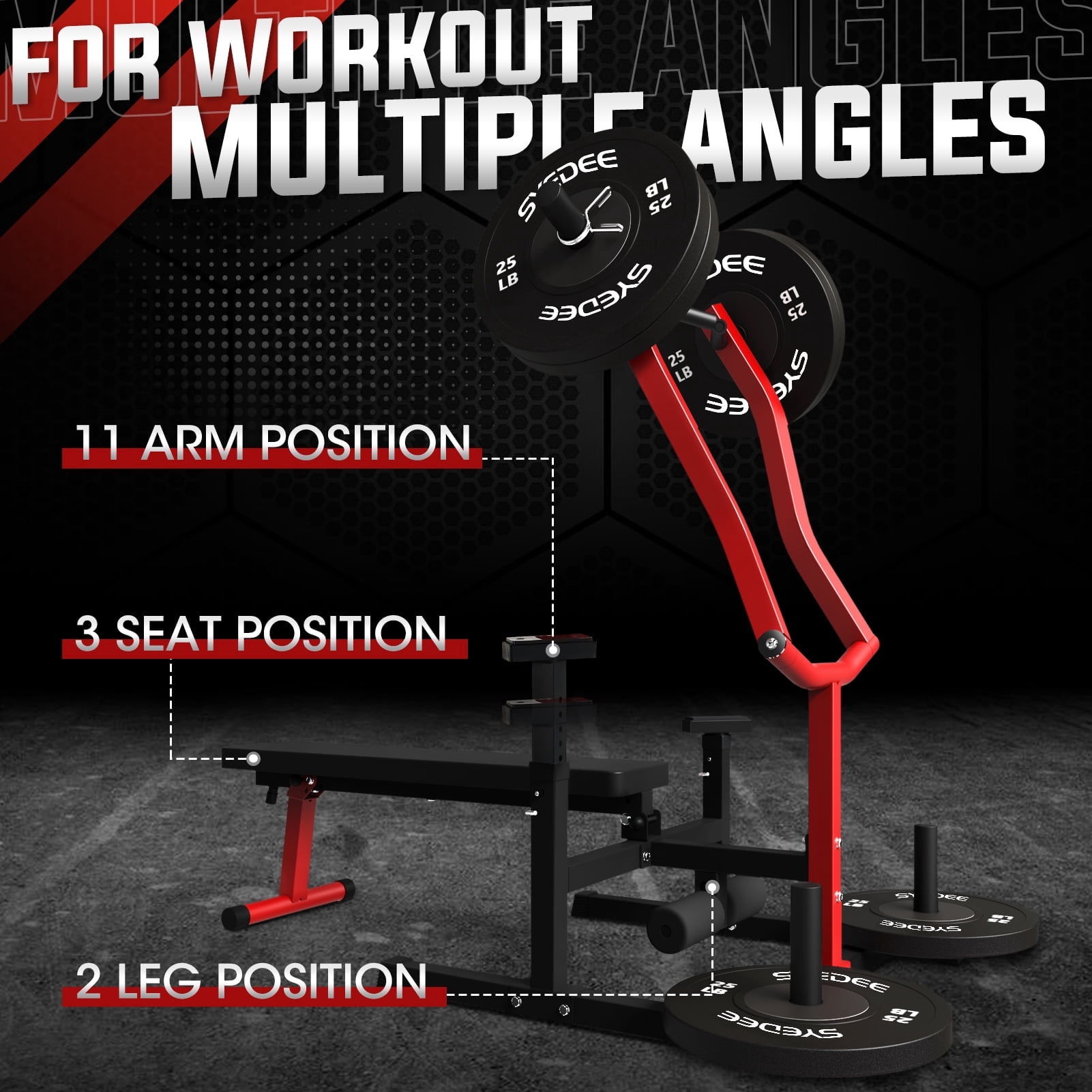 Syedee Chest Press Machine, 1250LBS Capacity with Independent Converging Arms, Adjustable Flat Incline Fitness Bench Home Gym