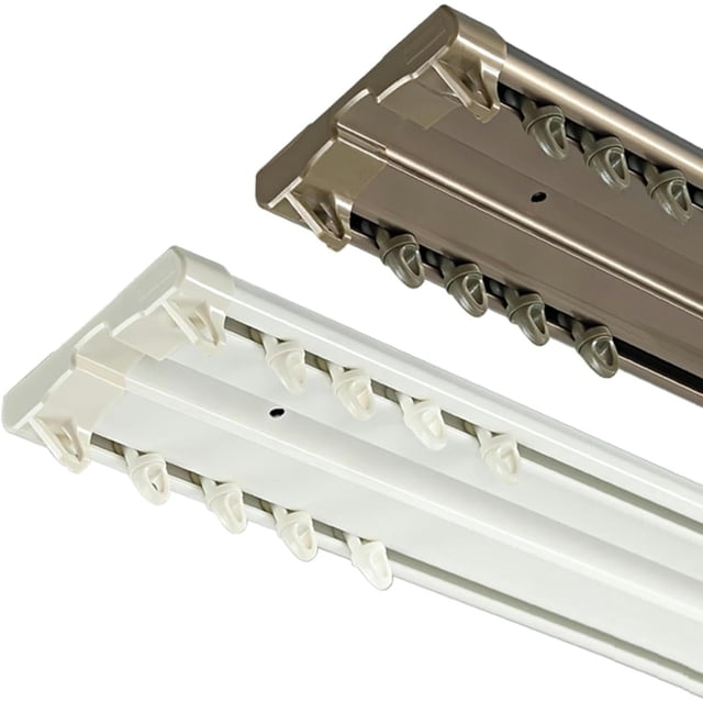 Tringle de Plafond pour Rideaux, Double Tringle à Rideau, Rail Coulissant, Tringle de Séparation en Aluminium pour Intimité Salon Chambre (Blanc, 200cm/2 * 100cm)