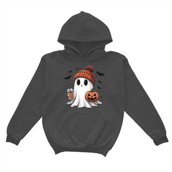 Gunia Toddler Boy Girl Halloween Ghost Sweatshirts Hoodie Pullover Sweatshirt Cute Printed Long Sleeve Casual Outfit For Youth Warm Fall Winter Clothes Tops Black 2-3 Years