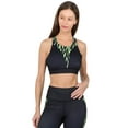 thumbnail image 1 of Women's Vertical Zebra Printed Activewear Sports Bra, Green, L, 1 of 5