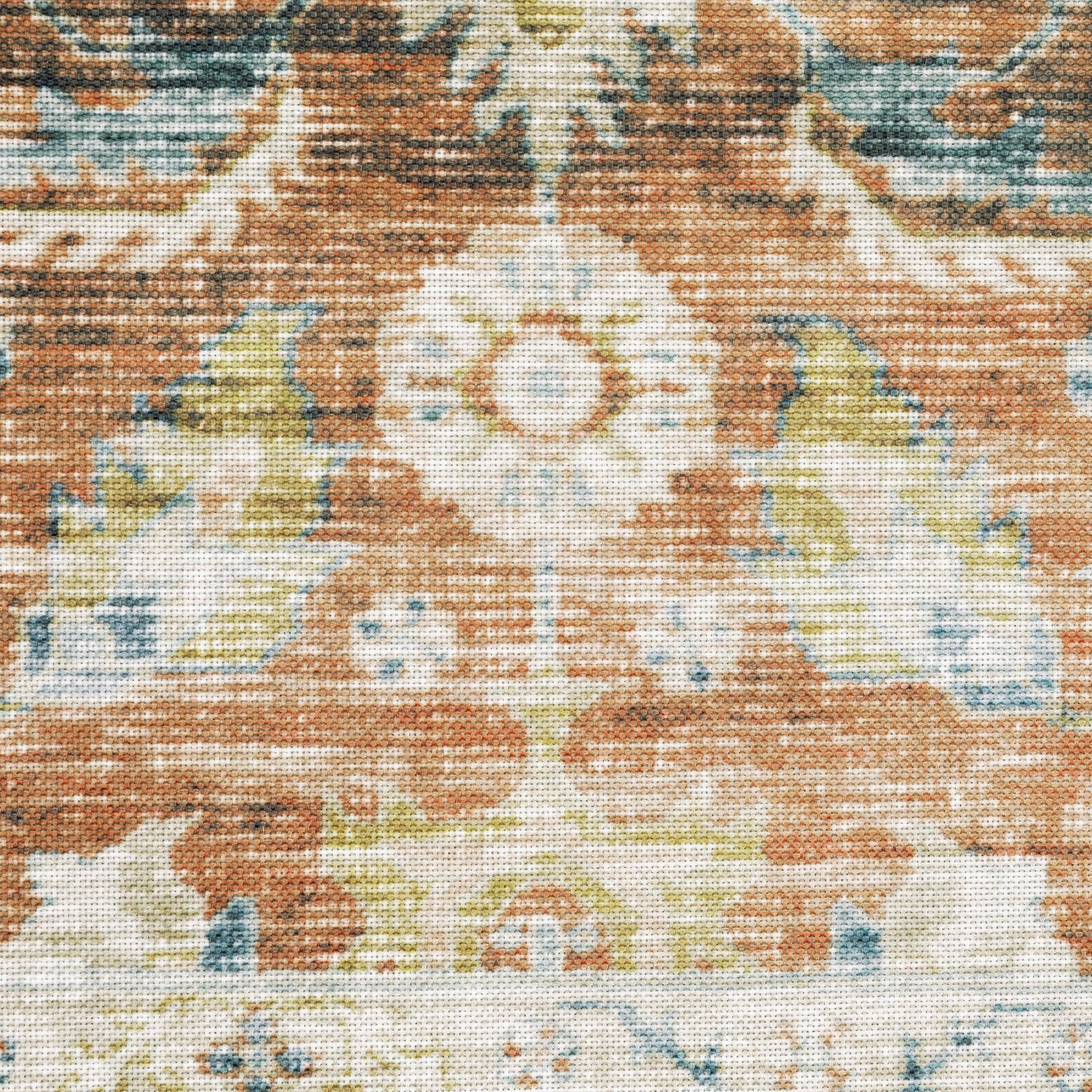 Avalon Home Celeste Washable Bordered Oriental Rust/ Blue Indoor Area Rug