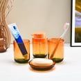 thumbnail image 3 of Locco Decor Bathroom Vanity Accessories Set 5 Pieces Duo Color- Soap Dispenser Toothbrush Holder Soap Holder Tumbler Cup Toilet Brush Orange, 3 of 5