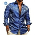 thumbnail image 2 of Mens Shirts Casual Vintage Floral Printed Slim Fit Long Sleeve Button Down Textured Tops Comfy Collared Stretchy Solid Color Trendy Mens Dress Shirts, 2 of 4
