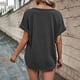 thumbnail image 2 of Gibobby Playera de Verano para Mujer Blusa informal manga corta con cuello en V y botones color liso para mujer(Gris oscuro,G), 2 of 5