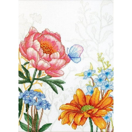 UPC: 4840746043468 | Flowers and Butterfly BU4019L Counted Cross-Stitch Kit