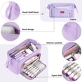 thumbnail image 2 of Rirool Large Capacity Pencil Case, Wide Opening Pencil Pouch with Clear Window, Zipper Pen Bag for School Supplies, Teen Girls Boys, Purple, 2 of 7