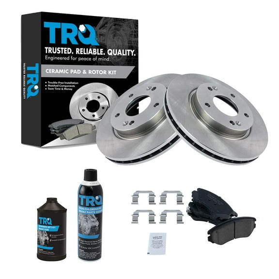 TRQ Front Posi Ceramic Disc Brake Pad & Rotor Kit w/Chemicals for 07-10 Elantra BKA16040 Fits select: 2010 HYUNDAI ELANTRA TOURING, 2007-2009 HYUNDAI ELANTRA