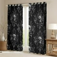 thumbnail image 2 of Manfei Hippie Sugar Skull Blackout Curtains Set of 2 (52x84 Each), Bohemian Damask Floral Window Curtains, Halloween Themed Curtains and Drapes, Luxury Bedroom Decor, 2 of 6