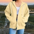 thumbnail image 4 of Zip Up Jacket, Yigetop Jacket Women's Zip Hoodie Lightweight Jacket with Hood Elegant Plain Jacket with Pockets Loose College Jacket Cotton Sports Jacket Womens Hoodies Beige L, 4 of 5