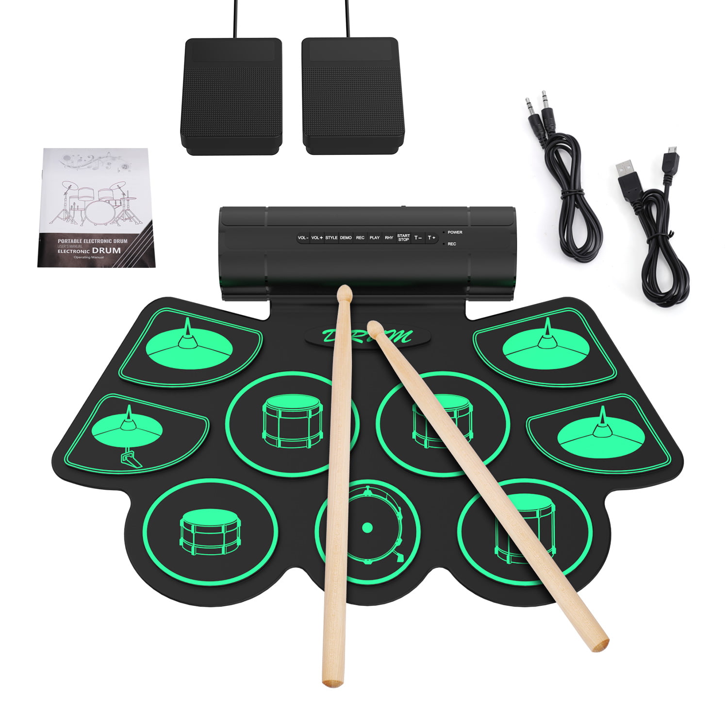 Kids Electronic Drum Set,Midi Portable Electronic Roll Up Drum Kit,Best Birthday Gift for KidsandBeginners ,Kids Drum with Built in Speakers and Drumsticks