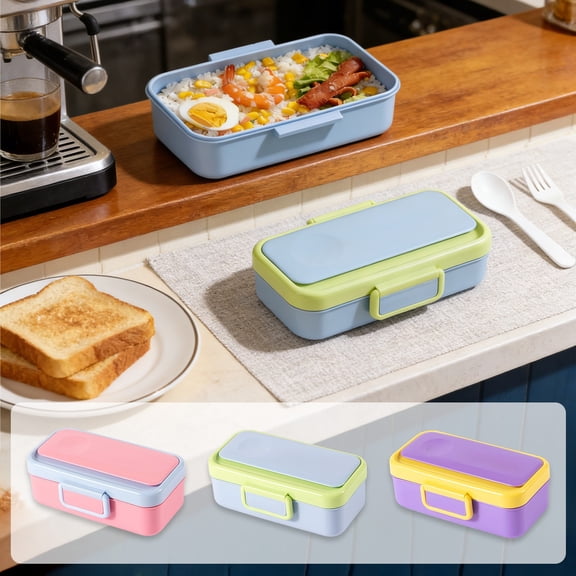 Bento Box Cartoon Lunch Container Microwave Safe Portable with Utensils Leak Proof Cute for College Office by Xuniizn