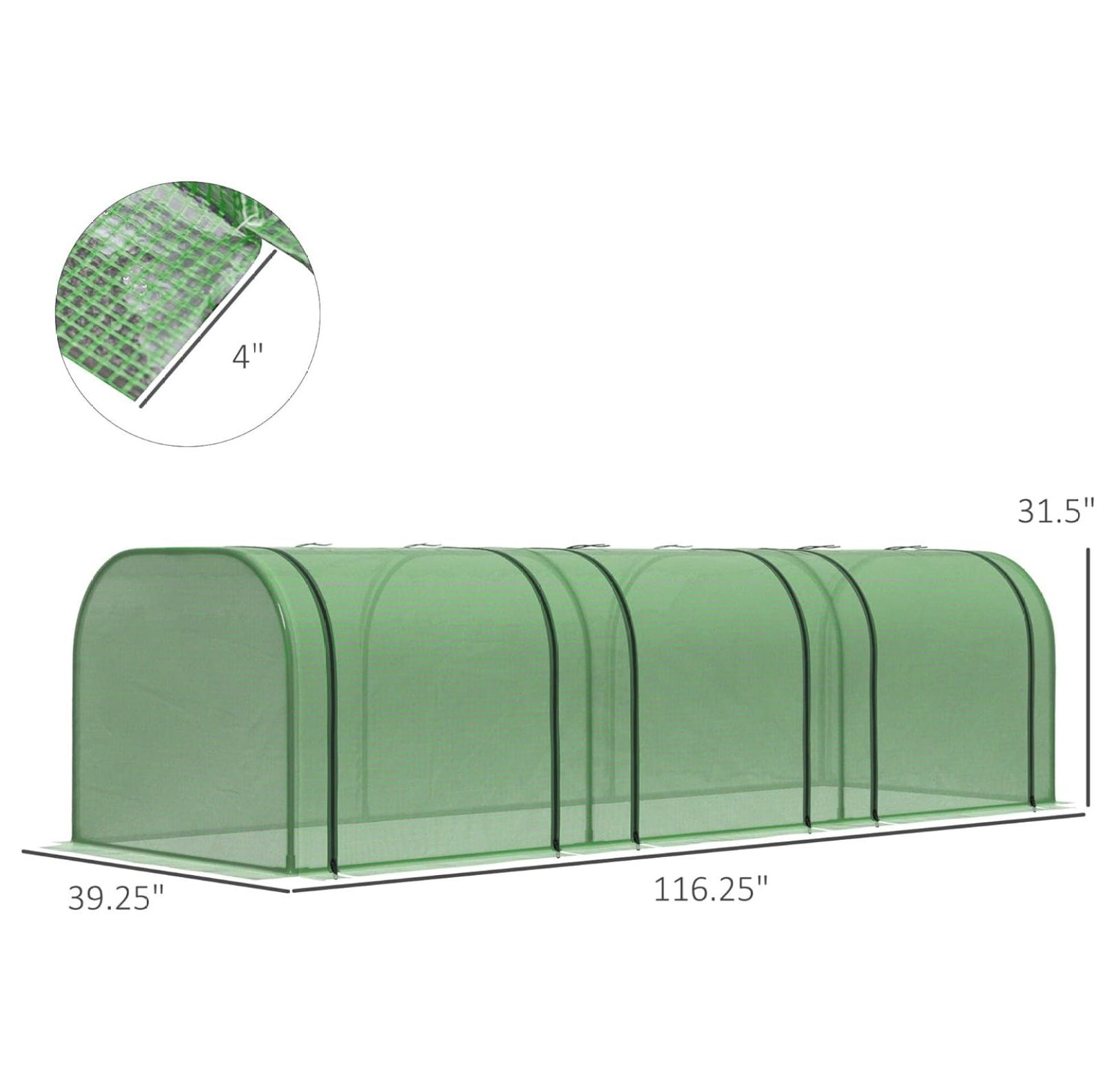 SONGMY 10' x 3' x 2.5' Mini Greenhouse, Portable Tunnel Green House with Roll-Up Zippered Doors, UV Waterproof Cover, Steel Frame, Green
