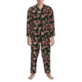 thumbnail image 3 of Fotbe Rose Flowers Pijama de Hombre con Estampado de Manga Larga, Conjunto de 2 Piezas, Ropa de Dormir Suave y Cómoda con Bolsillos-X-Large, 3 of 7