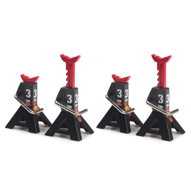 4PCS Metal 3 Ton Simulated Jack Repair Bracket Scene Tool Lifting Jack for 1/10 TRX4 D90 CC01 RC Climbing Car Black