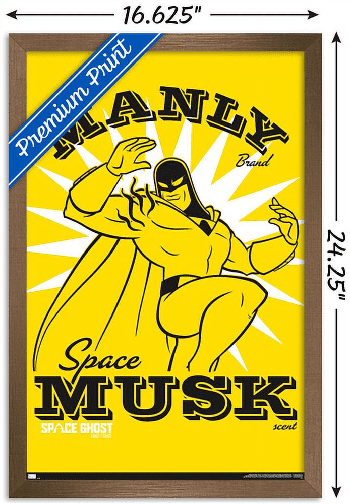 Space Ghost Coast to Coast - Manly Space Musk Wall Poster, 14.725" x 22.375", Framed