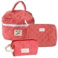thumbnail image 1 of Bolsa de maquillaje a cuadros de 3 uds bolsa de almacenamiento organizadora de maquillaje de gran capacidad para mujer, 1 of 9