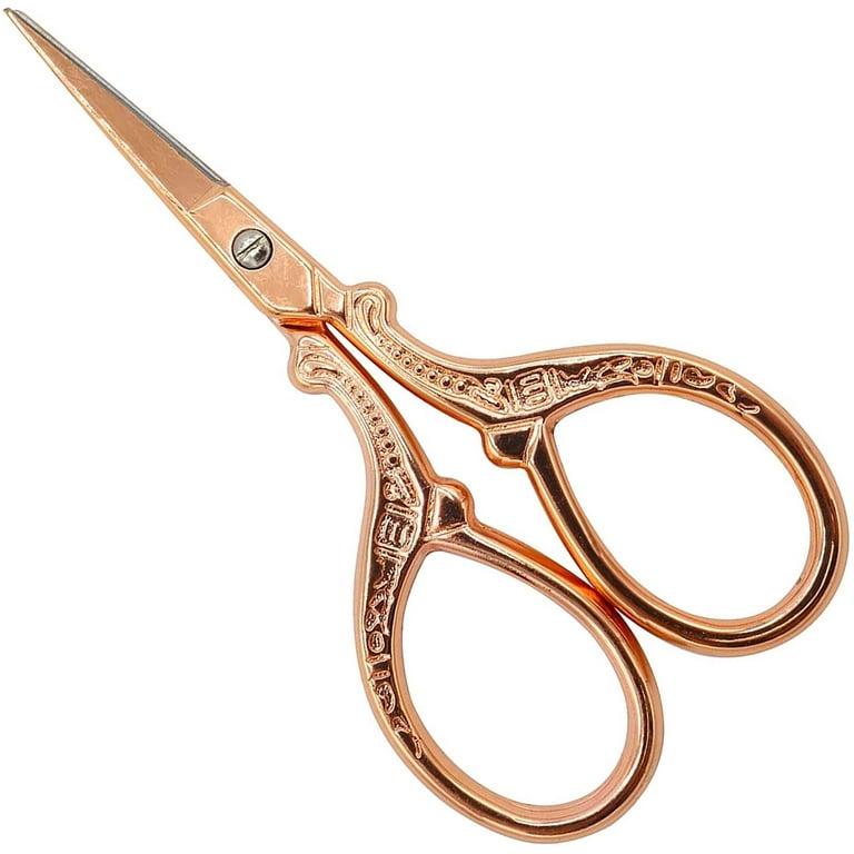Small Fabric Scissors, Stainless Steel Embroidery Scissors Cross Stitch  Sewing Scissors for Paper Cutting Arts Crafts(MINI 3.6 x 1.77)Rose Gold 