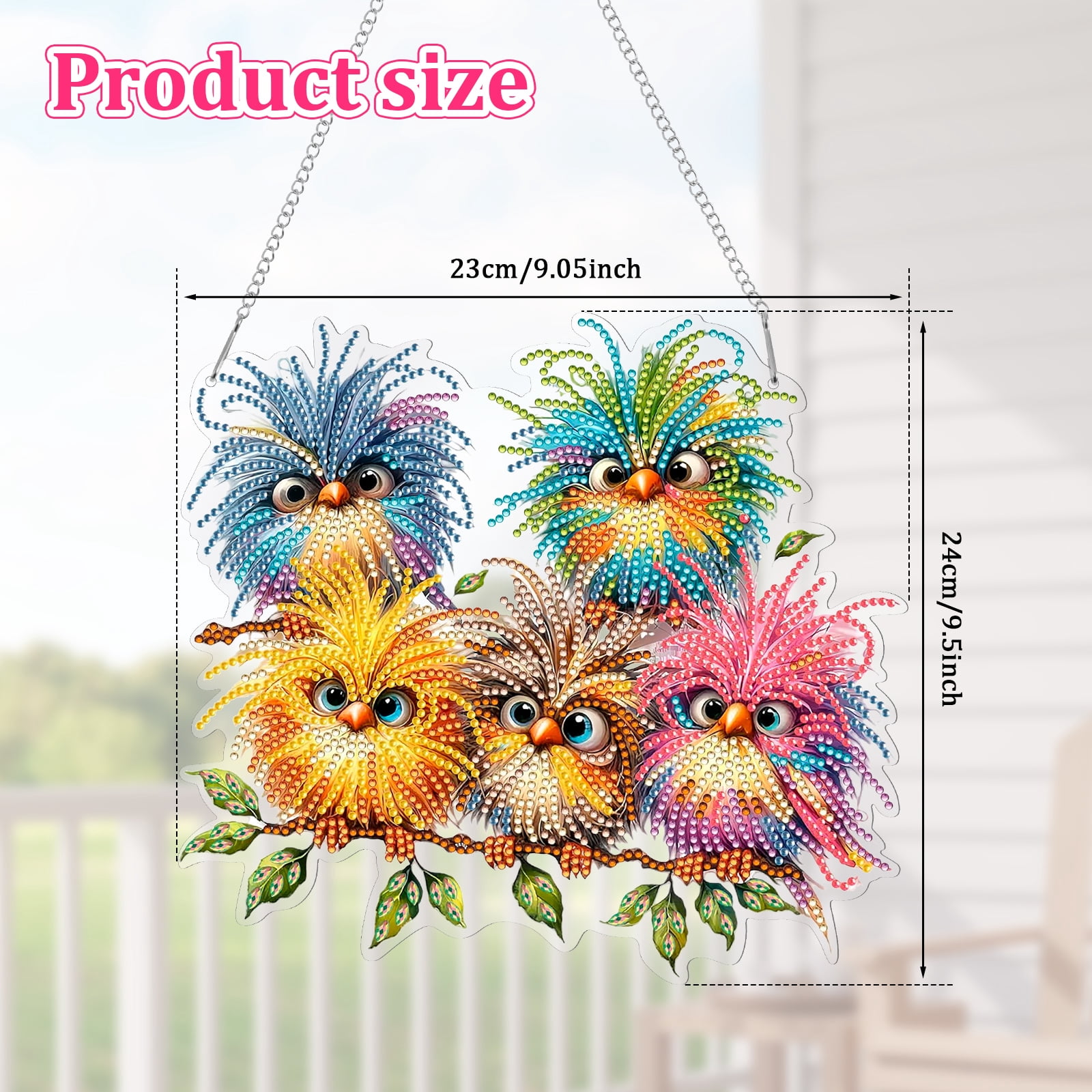 FYJUCPA Diamond Art Hanging Kit Bird DIY Diamond Art Painting Double Sided Diamond Art Craft Kit Painting Diamond Art Ornament for Living Room Bedroom