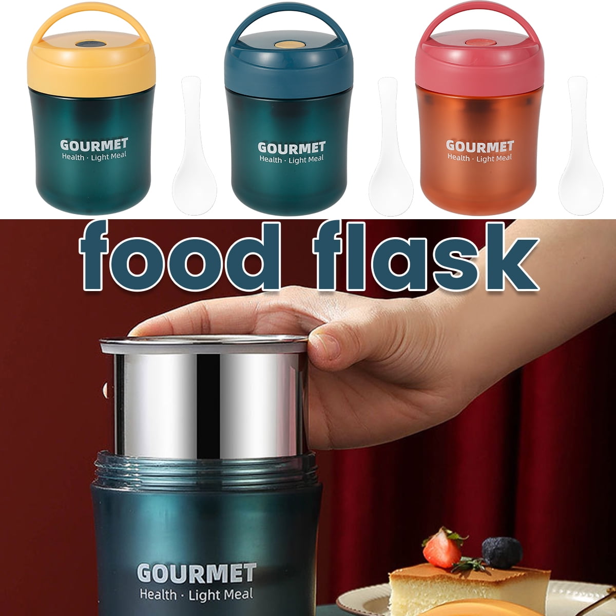 Stainless Steel 600ml Thermos Food Flask Insulated Food Soup Jar
