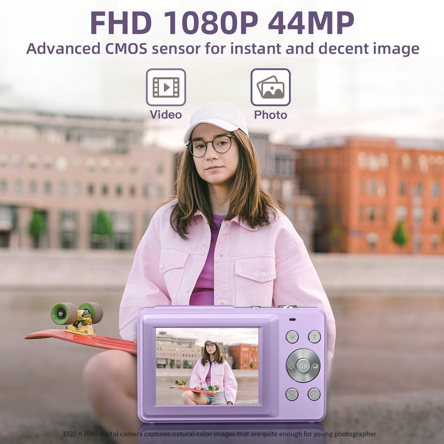 Digital Camera, FHD 1080P, Digital Point and Shoot, 44MP for Vlogging with Anti Shake 16X Zoom, Compact, Small for Children Teens Students Seniors