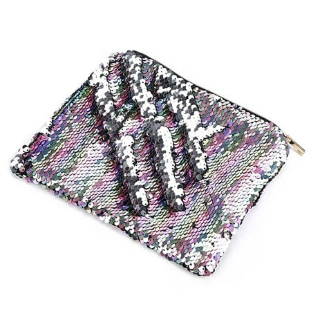 Fancyleo 2019 New Stationery Pencil Case Mermaid Sequin Bag with Hair Ball Pen Bag，1