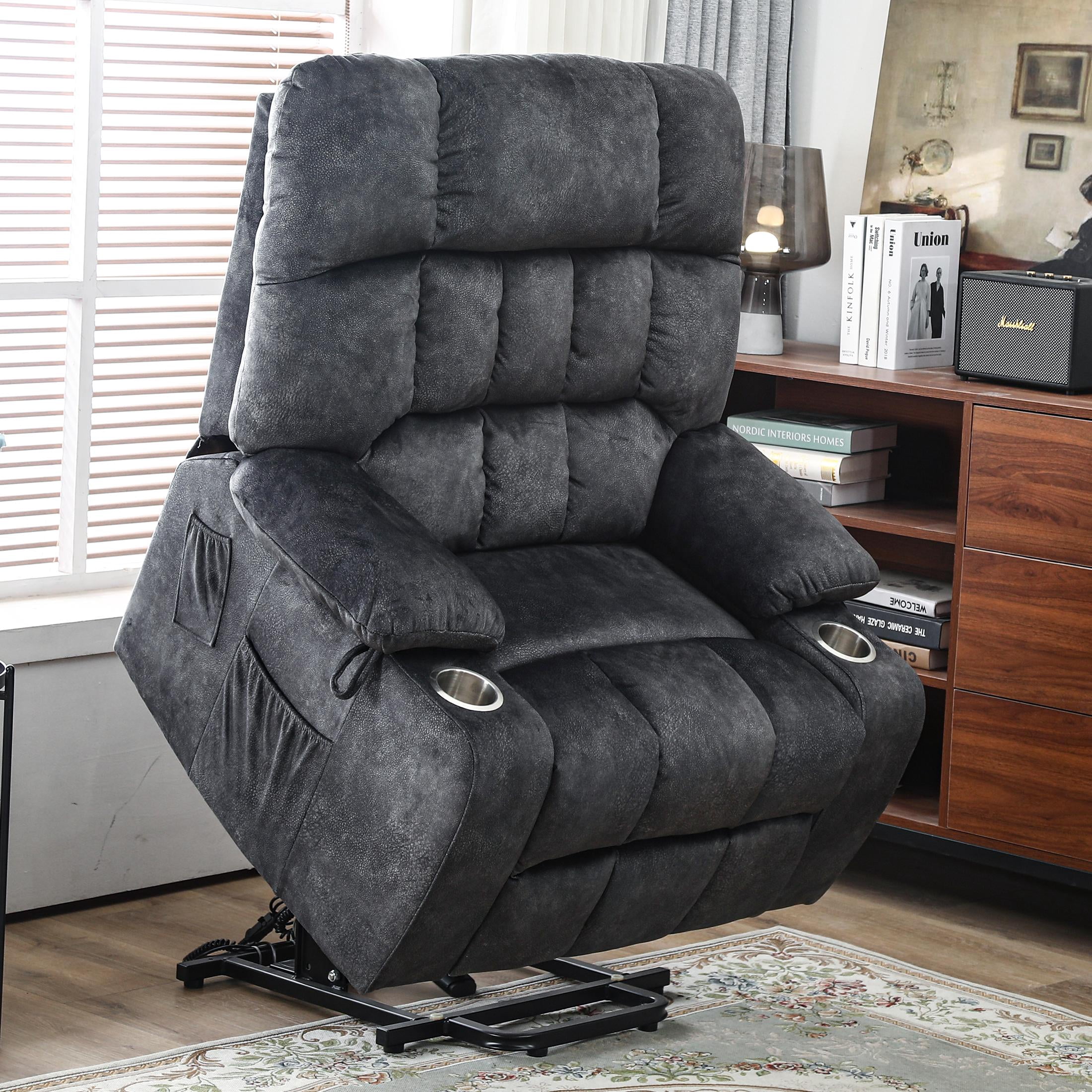 LEGAHOME Large Power Lift Recliner, Wide Seat Lift Chair for Big and Tall, Fabric Reclining Sofa with Heat and Massage, Gray