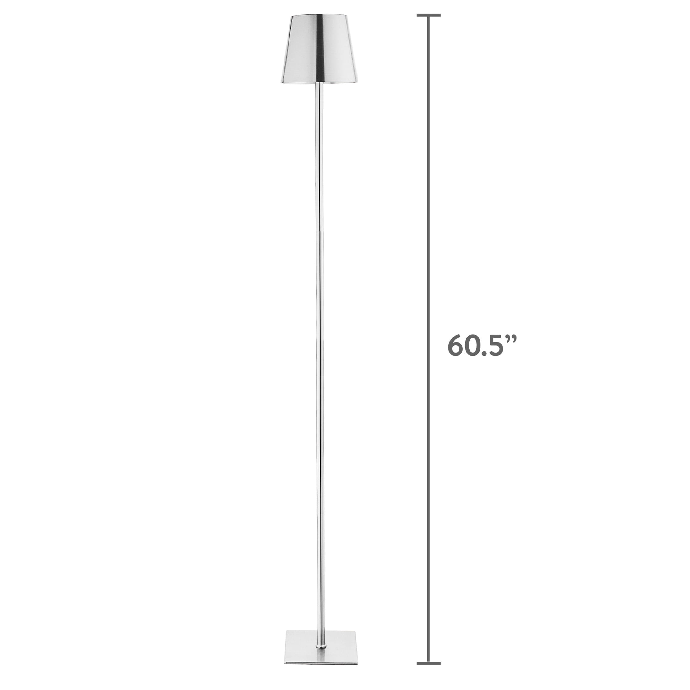 Mainstays 60 in LED Rechargeable Metal Floor Lamp, Chrome