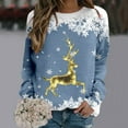 thumbnail image 2 of WEAIXIMIUNG Sweatshirts Grande Taille pour Femmes 3X Carcos Dames Décontracté Grand Cerf Doré Flocon de Neige Imprimé de Noël Col Rond Manches Longues Capuche Légère, 2 of 4