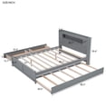 thumbnail image 4 of Queen Size Bed Frame w/Twin Trundle & 2 Storage Drawers, Wooden Platform Bed w/Slat Support and LED Headboard, No Box Spring Needed, for Kids Teens Adults Bedroom (Gray), 4 of 9