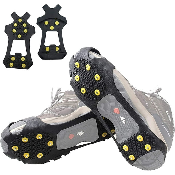Winter Ice Grips for Shoes and Boots, Ice Cleats for Snow and Ice,  Anti-Slip Crampons Traction Cleats Stainless Steel Spikes for Wakling  Jogging Hiking Climbing Fishing Running 
