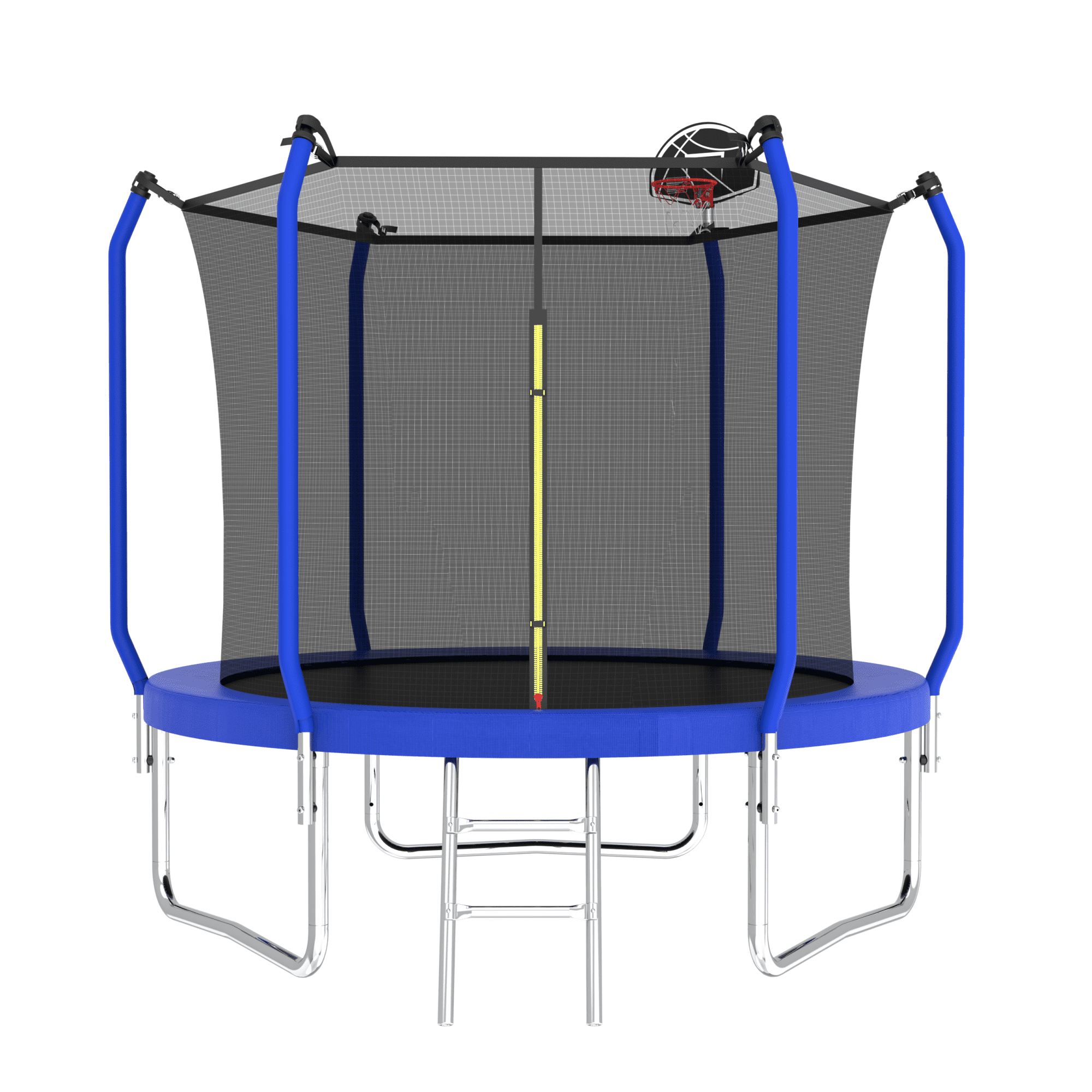 8FT Trampoline with Basketball Hoop,Outdoor Trampoline with Enclosure Net,Blue