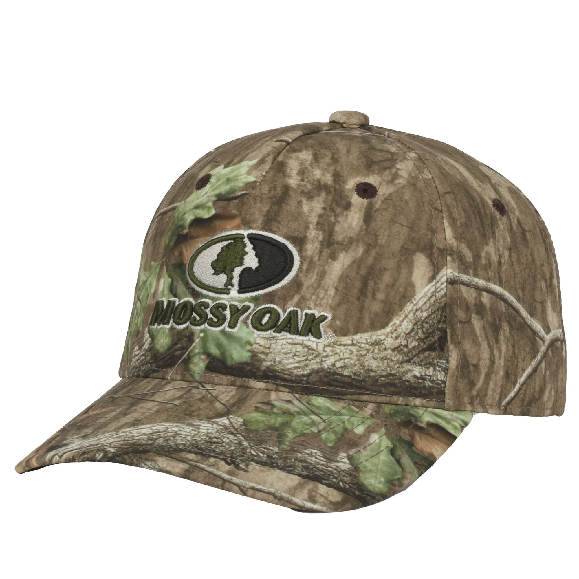Mossy Oak® Structured Camo Hat, Pre-Curved Visor, Men's Adjustable Hunting Cap, One Size, Adult, Camo Green
