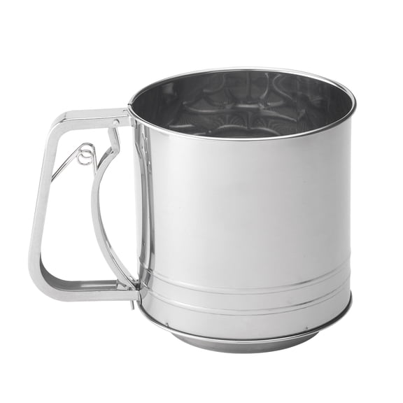 Mrs. Anderson's Baking Hand Squeeze Flour Sifter, Stainless Steel, 5-Cup Capacity, For Breaking Up Clumps And Aerating Flour And Powdered Sugar