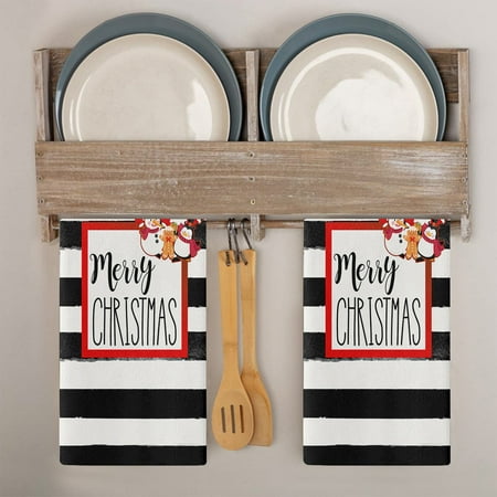 

qianli Kitchen Towel Strong Water Absorption Do The Dishes Decorative Merry Christmas Cute Snowman Truck Dishcloth for Home