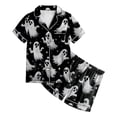 thumbnail image 5 of KPOPLK Silk PJs Kids Girls Satin Pajama Set Halloween Pumpkin Print Short Sleeve Button Shirts and Shorts 2 Piece Sleepwear,Size 4-5 Years, 5 of 5