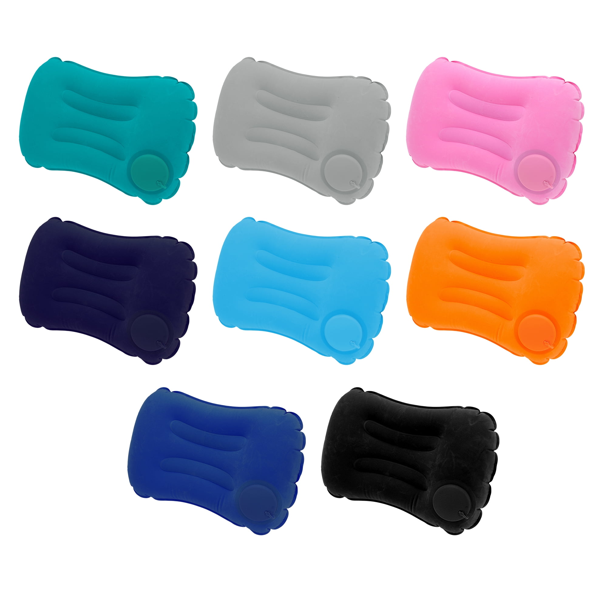 Unique Bargains Travel Pillow Press to Inflate Neck Pillow Deep Blue 19.29"x12.6"