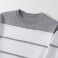 thumbnail image 6 of Men's Classic Pullover Tops Casual Long Sleeved Crew Neck Sweaters Striped Outfits with Ribbing Edge Gray S, 6 of 8