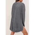 thumbnail image 3 of Women's Gray Waffle Knit High Slits Oversized Top, 3 of 5