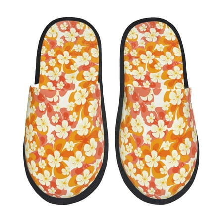 

Slippers for Women/Men - Orange Orchids Flowers Soft Plush Warm Slip-on Slippers House Slippers Indoor House Shoes