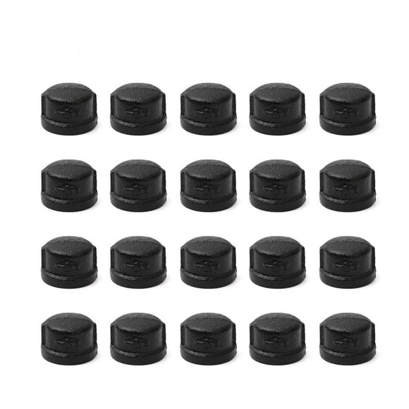 1/2" Black Pipe Cap, Home TZH 20 Pack 1/2" Black Malleable Iron Cast Pipe Caps for Steam-punk Vintage Shelf Bracket DIY Plumbing Pipe Decor Furniture (20, Black 1/2 Inch)