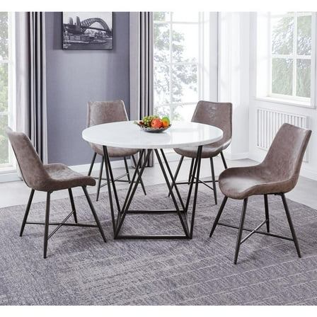 Steve Silver Ramona White Marble Top Metal 5-Piece Dining Set