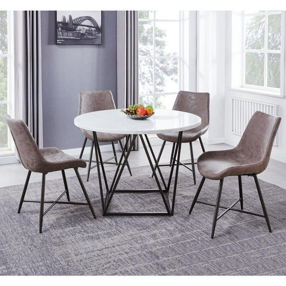 Steve Silver Ramona White Marble Top Metal 5-Piece Dining Set