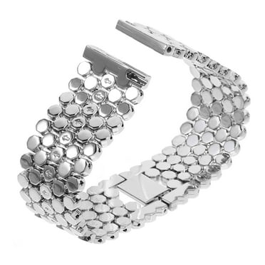 COMPUKAS Stainless Steel Women's Watch Strap 2pcs Silver Band