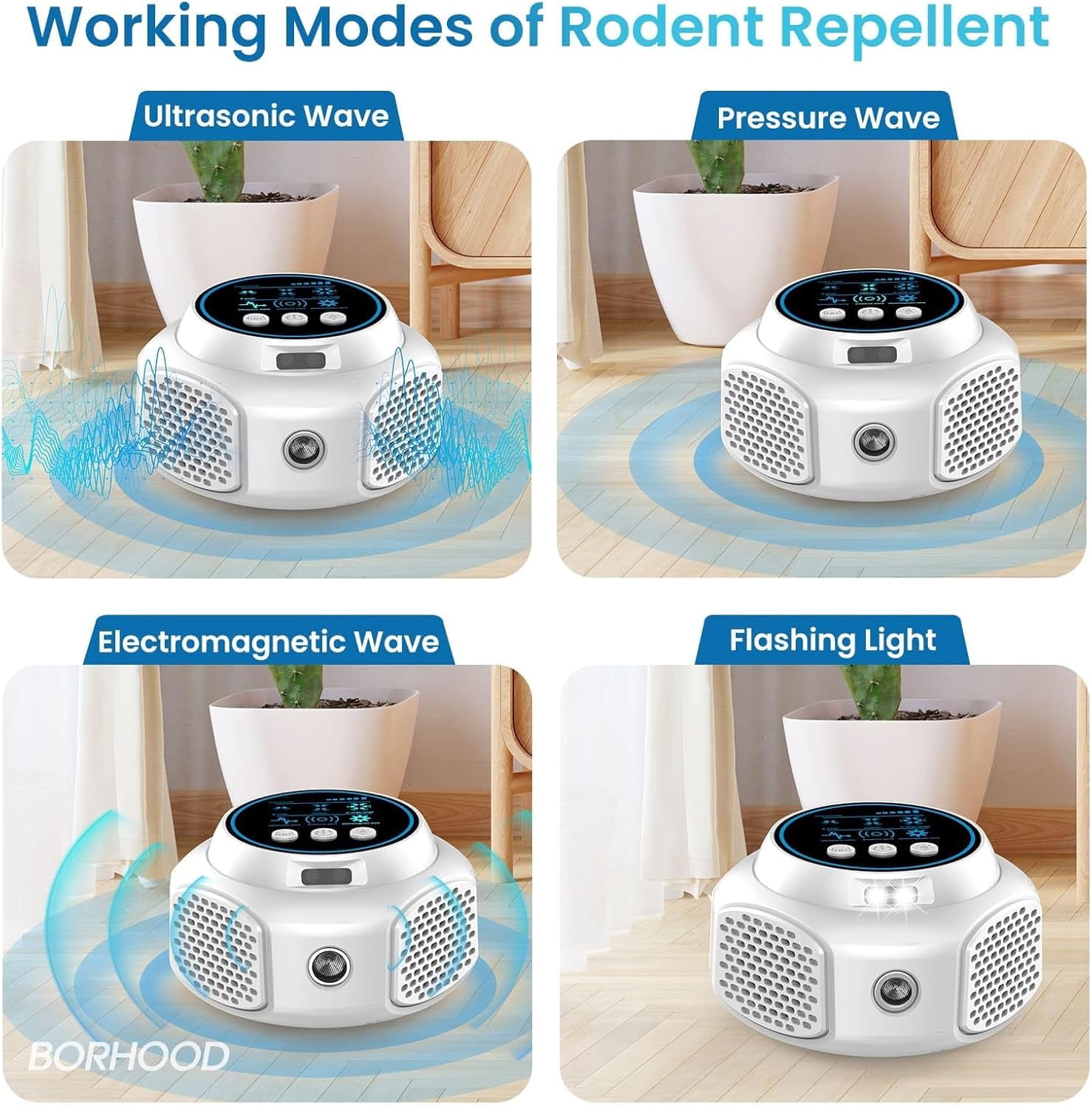 Rodent Repellent Ultrasonic Plug in, Mouse Repeller Indoor, Electronic Rodent Deterrent, Rat and Squirrel Control Device, Home Garage Kitchen Attic