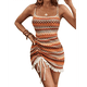 thumbnail image 2 of Vestido con Tirantes para Mujer, Escote Cuadrado, Espalda Descubierta, Sin Mangas, Cintura Alta, Estilo Étnico de Verano, Color Naranja, Talla S, 2 of 10