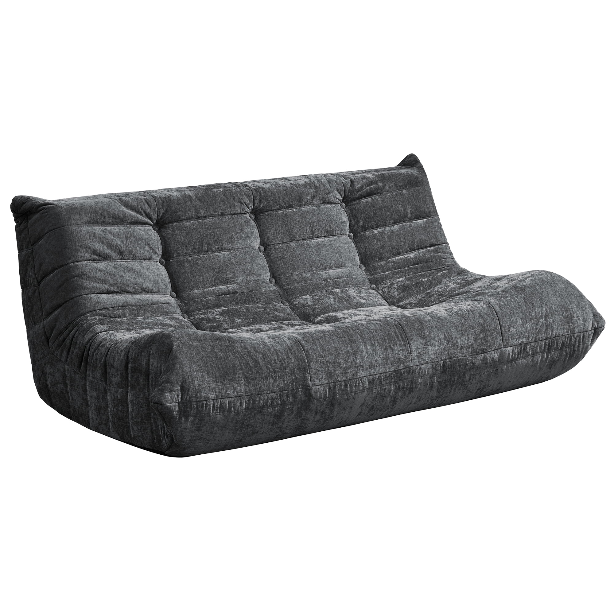 Bean Bag Chairs for Adults Giant Bean Bag Chair Memory Foam BeanBag Chair Bean Bag Sofa with Filler Faux Fur Fireside Beanbags Lazy Sofa for Living Room Bedroom Office (Darkgrey Chenille, 3-Seater)