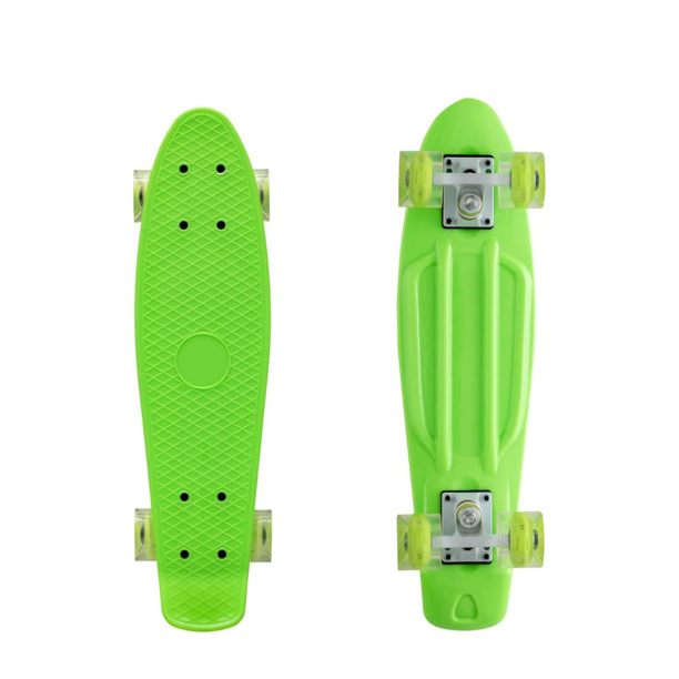 Rofft Mini Cruiser Penny Skateboard with 2" LED Wheels Green