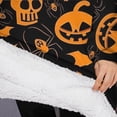 thumbnail image 3 of Oversized Wearable Blanket Hoodie,Halloween Spider Bat Pattern Sherpa Blanket Hoodie with Super Pockets,Super Warm Fuzzy Pullover for Women & Men, 3 of 6