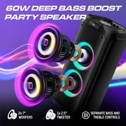 PHILIPS Bluetooth Party Speaker, 120W Battery-Powered Sound System with Portable Handle, FM Radio & LED Lights