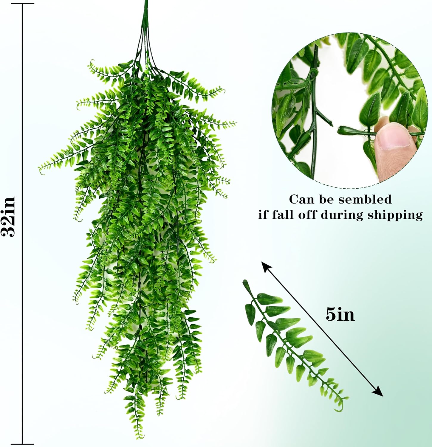 Waipfaru Artificial Hanging Plants Fern Vines, 4-Pack photo 6